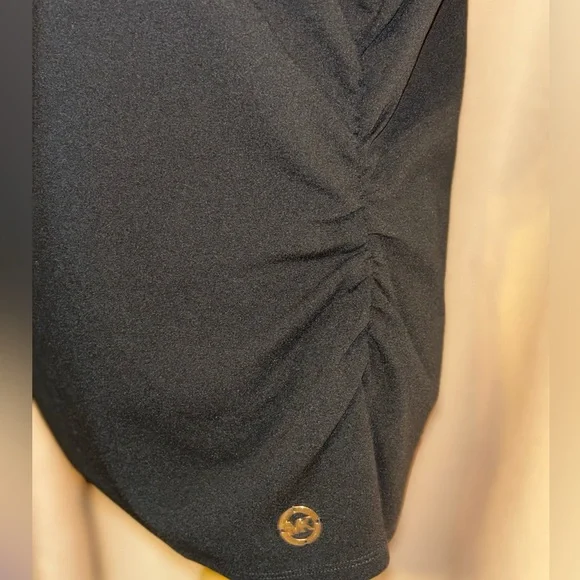 MICHAEL KORS Faux Leather Trim Ruched Top - Picture 4 of 6